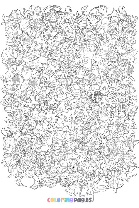 Discover fun and creative ways to engage your kids with our free Ultimate Pokémon (1. Generation) coloring page, perfect for all Pokémon fans! Pokemon Color By Number Free Printable, Pokemon Coloring Pages For Adults, Colouring Pages Pokemon, Cute Pokemon Coloring Pages, Cartoon Coloring Pages Free Printable, Pokemon Card Coloring Pages, Collage Coloring Pages, Sofia Printable, Pokemon Colouring Pages