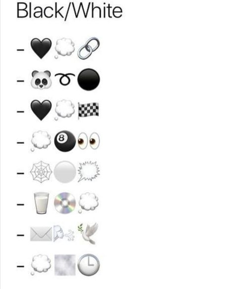 Black And White Emoji Combos, White Emoji Combos, Black Emoji Combinations, Black And White Emoji, Emoji Black And White, White Emoji, Cute Insta Captions, Aesthetic Emoji, Black Emoji