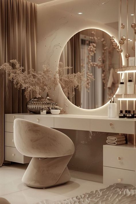 Vanity Ideas Bedroom, Stylish Room Decor, Dressing Room Decor, Beautiful Bedroom Decor, Home Hall Design, Dressing Table Design, Interior Design Your Home, Vanity Ideas, Room Makeover Bedroom