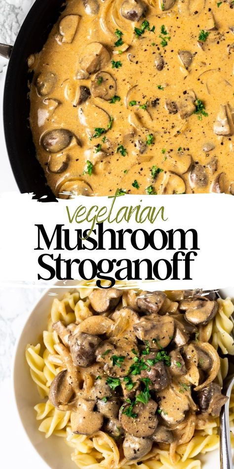 Vegetarian Meals With Mushrooms, Mushroom Dinner Recipes Healthy, Stroganoff Recipe Vegetarian, Vegetarian Mushroom Pasta, Mushroom Stroganoff Recipe Vegetarian, Meals For Vegetarians And Meat Eaters, Vegetarian Recipes Mushroom, Mushroom Based Recipes, Vegetarian Beef Stroganoff