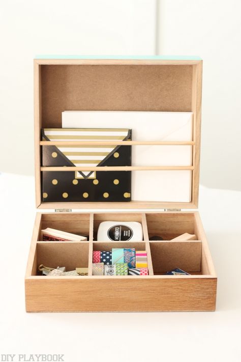 Colorful Office Supplies, Creative Storage Ideas, Stationary Box, Diy Organizer, Diy Playbook, Secret Storage, Craft Space, Creative Storage, Small Organization