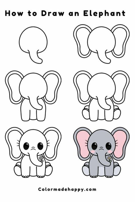 How to Draw an Elephant Drawing Elephant Drawing For Kids, Cartoon Elephant Drawing, Elephants Drawing, Halloween Drawings For Kids, Pencil Art Drawings Easy, Elephant Videos, Draw Elephant, Drawings Easy For Kids, Easy Elephant Drawing