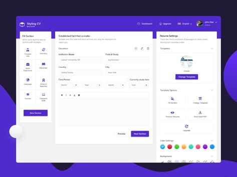 Dashboard Ui Design Web Application, Web Hosting Design, Ui Forms, Web App Ui Design, Free Resume Builder, App Builder, Online Resume, Form Builder, Apps Design