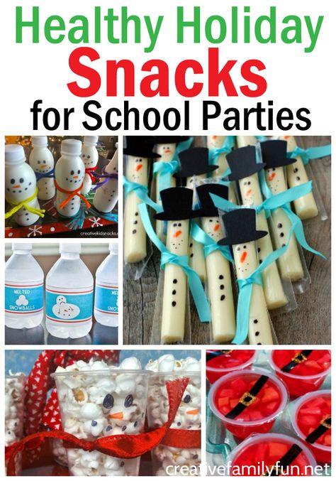 These fun and healthy Christmas treats for school are all made from store-bought treats and are perfect for classroom parties. #christmas #classroom #school #healthysnacks Healthy Classroom Christmas Snacks, Christmas Party School Treats, Prepackaged Snacks For School Parties, Store Bought Holiday Class Snacks, Treats For Preschoolers, Healthy Holiday Snacks For Kids, Healthy Kids Christmas Snacks, Store Bought Christmas Treats For School, Toddler Christmas Snacks For School