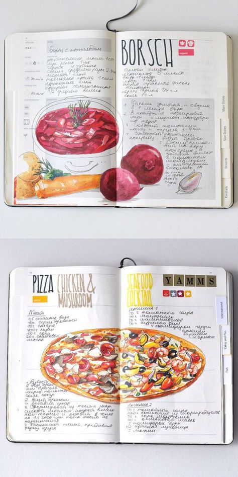 Recipe journal 2014 by Sally Mao Can Sketch, Recipe Illustration, Scrapbook Recipe Book, Homemade Recipe Books, Recipe Book Design, Recipe Book Diy, Cookbook Design, Homemade Cookbook, Recipe Drawing