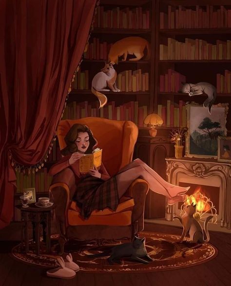 Cat Library, Witch Illustration, 2023 Books, Witch Art, Wow Art, Illustration Ideas, Arte Fantasy, Dream Art, Grumpy Cat