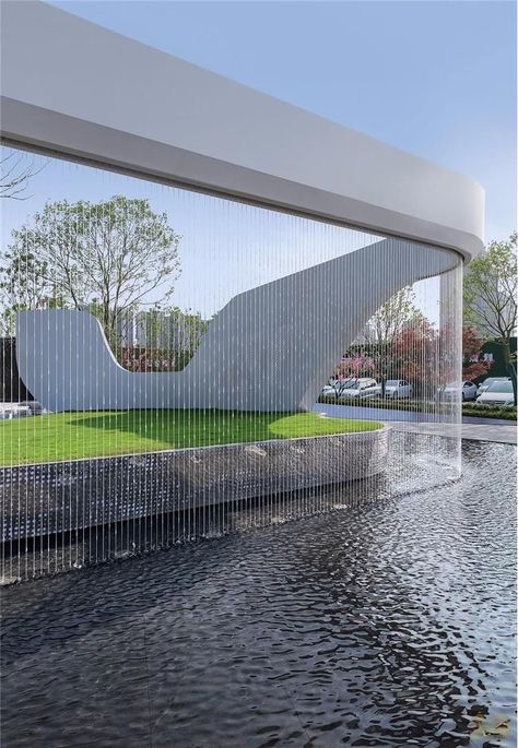 Waterscape Design, Fountain Sculpture, Water Fountain Design, Water Architecture, Water Sculpture, Water Curtain, Water Feature Wall, Pool Water Features, Fountain Design