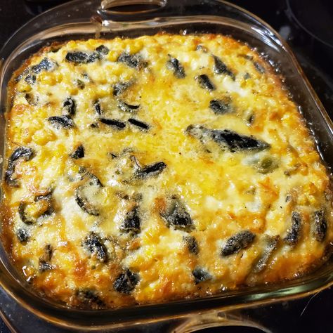 Cheese Poblano Peppers, Frozen Corn Casserole, Poblano Casserole, Peppers And Eggs, Frozen Corn Recipes, Traditional Cornbread Recipe, Corn Poblano, Poblano Corn, Baked Corn Tortillas