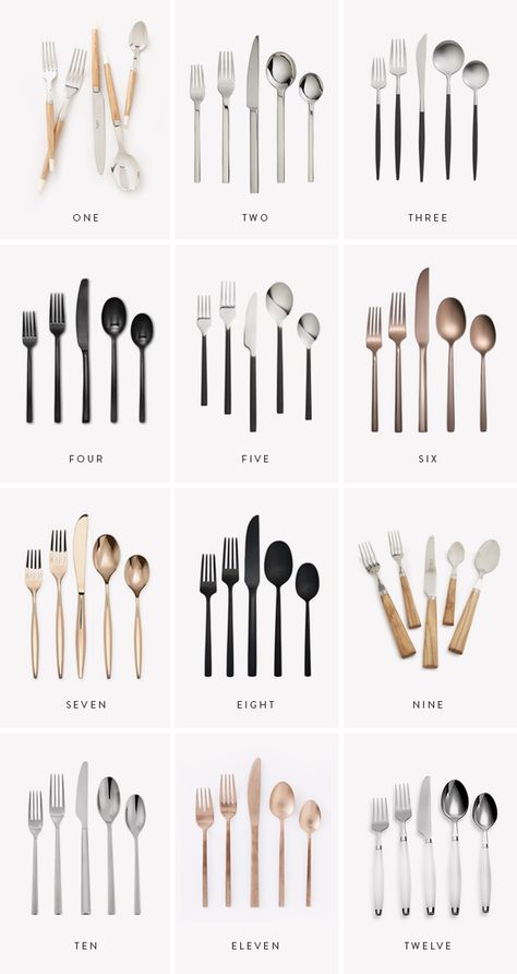 Assiette Design, Decoration Hall, Kitchen Essentials List, Black Flatware, Modern Flatware, Desain Pantry, Smart Tiles, Flatware Sets, Forks And Spoons