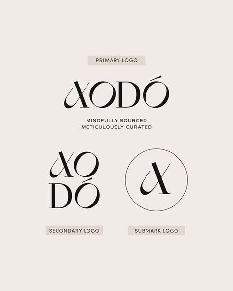 Natalie ꕤ Brand Identity Designer on Instagram: "FULL LOGO SUITE ☁️ • Ever wondered why we provide a range of logo options and not just one? @xodostudio’s new branding is here to show us why 😋 👉🏻 Primary logos are the most detailed. They often include the full brand name, established dates, location and icons. As it is the most detailed, it should only be used where legible - think signage, on print, merch etc 👉🏻 Secondary logos are a simplified version of the primary logo. Extra elements a Logo With Established Date, Full Logo Suite, Full Name Logo Design, A Icon Logo, Secondary Logo Design, Logo Suite Design, Personal Logo Design Names, Name Brand Logos, Cool Brand Names