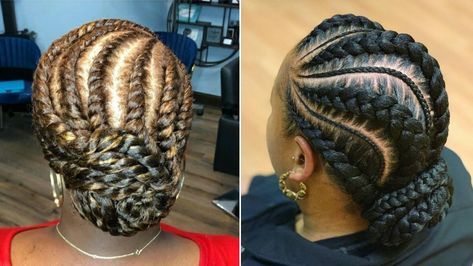 30 Statement Braided Bun Hairstyles for Black Hair Braided Side Bun For Black Women, Goddess Braids Updo For Black Women High Bun Hair Style, Braids With A Bun For Black Women, Cornrows To Bun, Braid Bun Styles For Black Hair, Braids In A Bun Black Women, Up Do Braids For Black Hair, Cornrows Braids For Black Women Bun, Cornrow Bun Hairstyles Black Women