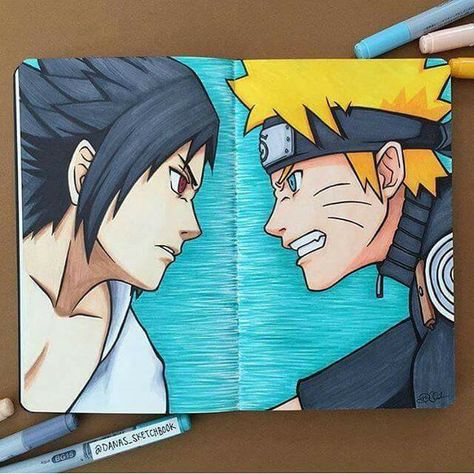 Sasuke Uchiha VS. Naruto Uzumaki Drawing ♥♥♥ #realistic #perfect #colors Drawing Of Naruto, Sasuke Drawing, Naruto Drawings Easy, Naruto Painting, Simpsons Drawings, Naruto Sketch Drawing, Naruto And Sasuke Wallpaper, Naruto Vs Sasuke, Naruto Sketch