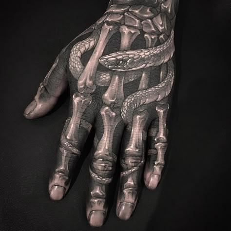 Hand Tattoos Cuz Y'all Wanna Ruin Your Future Marionette Tattoo, Fenrir Tattoo, Tato Maori, Side Hand Tattoos, Full Hand Tattoo, Skull Hand Tattoo, Tattoo Snake, Disney Sleeve, Bone Tattoos