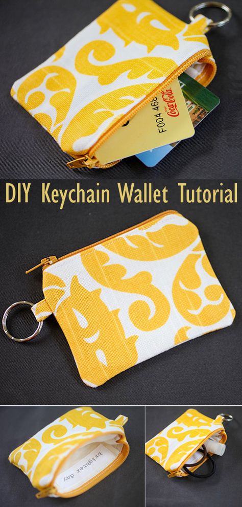 DIY Keychain Wallet: Sewing Tutorial Diy Keychain Wallet, Diy Wallet Pattern, Wallet Pattern Free, Couple Cards, Diy Coin Purse, Wallet Sewing Pattern, Sew Wallet, Wallet Tutorial, Sewing To Sell