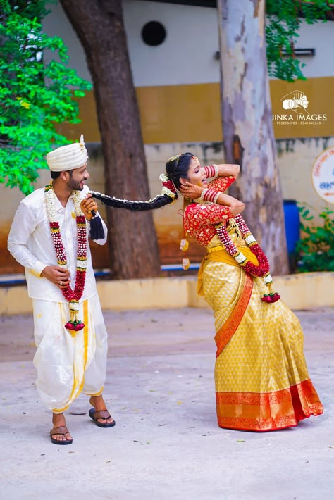 Marriage Poses Indian, Marriage Photoshoot Indian, Wedding Stills Telugu, Telugu Wedding Photography, Funny Wedding Poses, Couple Stills, Marriage Photoshoot, Marriage Poses, Marriage Stills