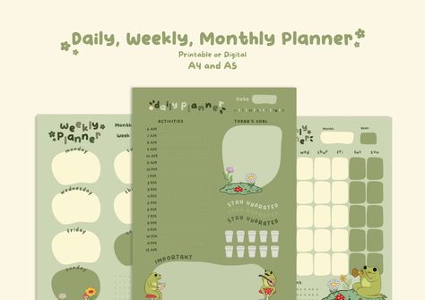 Frog Daily Planner, Weekly Planner, Monthly Planner Kawaii Planner Digital Goodnotes Planner Printable Planner Cute Planner - Etsy dailyofficeplanner #2024freedigitalplanner #planner2024gratis #bestdigitalplanner🥘. Cute Daily Planner, Daily Planner Design, Free Digital Planner, Date Activities, Goodnotes Digital Planner, Kawaii Planner, Digital Planner Template, Monthly Planner Printable, Custom Planner