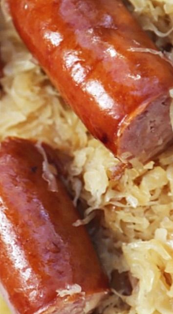 Crock Pot Kielbasa and Sauerkraut ❊ Sourkrout And Kielbasa Recipe, Saurkraut And Kielbasa Recipes, Kielbasa And Sauerkraut Crockpot, Lazy Casserole, Crock Pot Kielbasa, Kielbasa Sauerkraut, Sauerkraut Crock, Kielbasa And Sauerkraut, Kabasa Recipes