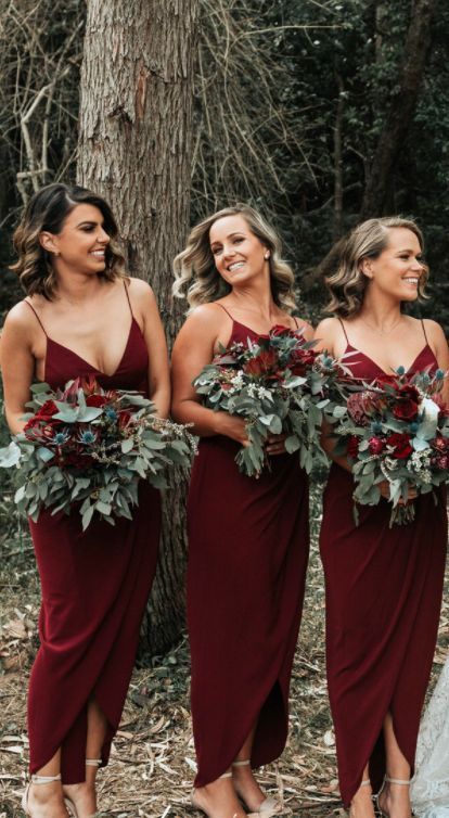 Contact us: lisamony@outlook.com Please left message what color you need when you order it.Besides the picture color, you can also choose any color you want. Spaghetti Strap Sheath Burgundy Bridesmaid Dresses Processing time: 12-21 business days Shipping Time: 3-5 business days \"Fabric:Chiffon Hemline/Train:Floor-length Back Detail: Zipper Sleeve Length: Embellishments: Shown Color: Refer to Image Built-In Bra: Yes\" This is a Made-to-Order item. All colors and sizes are available and we sta Popular Bridesmaid Dresses, Summer Bridesmaids, Cheap Bridesmaid Dresses Online, Spaghetti Strap Bridesmaids Dresses, Red Spaghetti, Black Bridesmaid, Simple Bridesmaid Dresses, Custom Bridesmaid Dress, Burgundy Bridesmaid