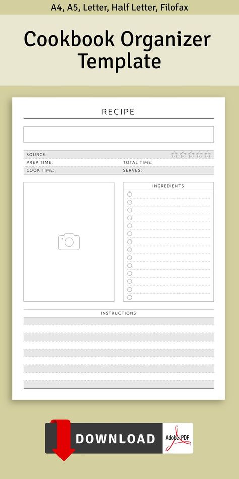 Cooking Page Ideas, Recipes Journal Notebooks, Cook Book Template Free Printable, Recipe Book Journal Ideas, Free Recipe Book Template, Cook Book Templates, Recipe Layout Templates, Goodnotes Cookbook Template, Ipad Recipe Template