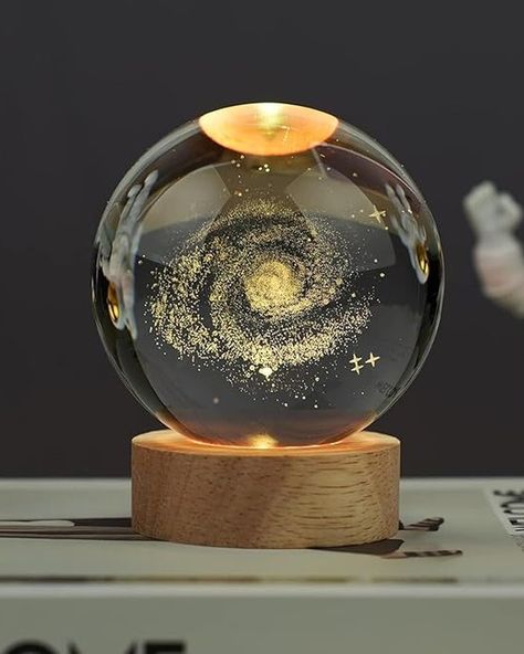 Galaxy 3D Crystal Ball Night Light with Wooden Base - LED USB Table Lamp https://pin.it/6gVmr8X4j Crystal Ball Lamp, Galaxy Lamp, Ball Lamp, Gifts For Teen Boys, Light Crystal, Ball Lamps, 3d Crystal, Room Stuff, Birthday Gifts For Teens