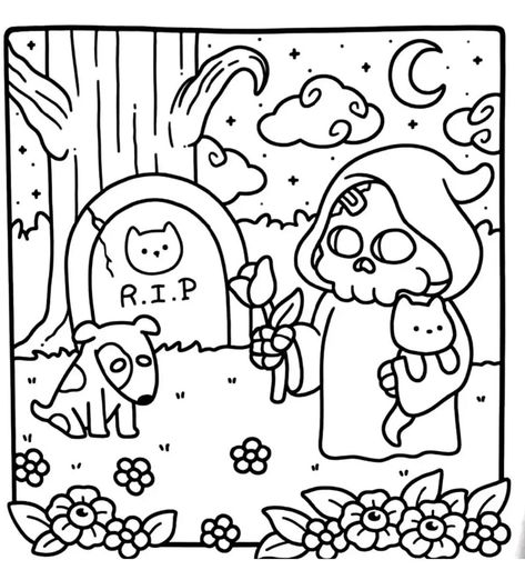 Bobbie Goods Halloween Coloring Pages, Bobbie Goods Coloring Pages Halloween, Little Spooky Coloring Book, Spooky Cutie Coco Wyo, Spooky Cute Coloring Pages, Coco Wyo, Bobbie Goods, Halloween Coloring Book, Hello Kitty Coloring