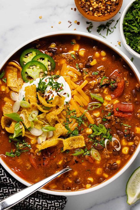 20 Minute Instant Pot Taco Soup - Midwest Foodie Chili Taco, Beef Taco Soup, Instant Pot Taco Soup, 30 Minute Meals Chicken, Cheese Burger Soup Recipes, Easy Taco Soup, Spaghetti Meat Sauce, Unique Recipe, Beef Taco