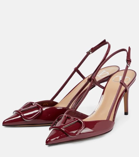 Valentino Heels, Burgundy Heels, Designer Shopping, Fancy Shoes, Slingback Heels, Luxury Event, Valentino Shoes, Shoe Inspo, Red Heels