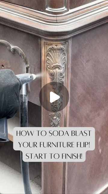 Kate on Instagram: "This really is a super easy way to strip detailed parts of your furniture makeover! And all in all it really isnt super labor intensive considering how fast this strips away all of the finish! I just go over the area with a fine piece of sandpaper or sponge to smooth it out afterwards! Highly recommend! Would you guys give this a try?!  . . #furniturerefinishing #furnitureartist #furnituremakeover #furnitureflipper #upcycledfurniture #paintedfurniture #diyfurniture #refinishedfurniture" Sandblasting Furniture, Soda Blasting, Redoing Furniture, Furniture Makeover Inspiration, Stripping Furniture, Revamp Furniture, Next Furniture, Woodworking Cabinets, Upcycled Furniture Diy