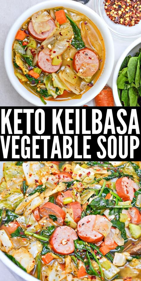 Keto Kielbasa Sausage and Vegetable Soup #ketokeilbasaandvegetablesoup #keilbasaandvegetablesoup Keto Soup With Cabbage, Cabbage Soup Low Carb, Keilbasa Recipes Dinner Keto, Keto Celery Recipes, Turkey Kielbasa Recipes Healthy Low Carb, Keilbasa Recipes Low Carb, Cabbage Soup With Ground Turkey, Healthy Low Carb Soup Recipes, Low Carb Kielbasa Recipes