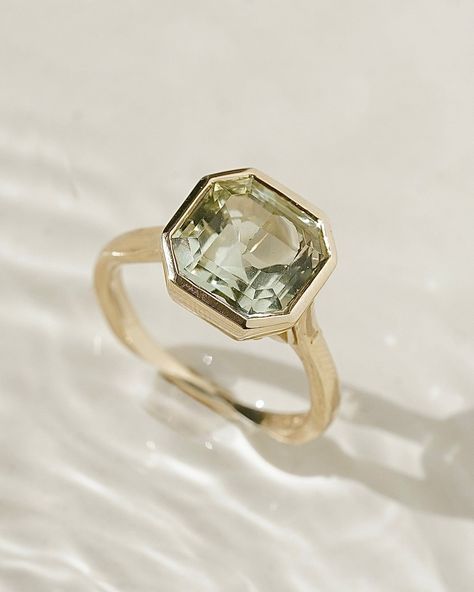 Material: 14k solid yellow gold or 14k solid white gold Stone: green amethyst (10mm x 10mm)Dimensions: 12mm x 12mm (ring face) Green Amethyst Ring Engagement, Fine Jewelry Gold Ring With Green Amethyst, Gold Aquamarine Gemstone Ring, Green Aquamarine Ring For Gift, Luxury Yellow Gold Green Amethyst Ring, Sea Glass Ring Gold, Green Amethyst Engagement Ring, Green Tourmaline Ring, Green Amethyst Ring