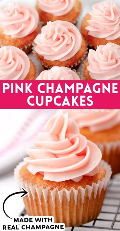 Champagne Buttercream Frosting, Champagne Cupcake Recipes, Champagne Buttercream, Pink Champagne Cupcakes, Cheesecake Oreo, Champagne Cupcakes, Recipe Categories, Festive Desserts, Baking Cupcakes