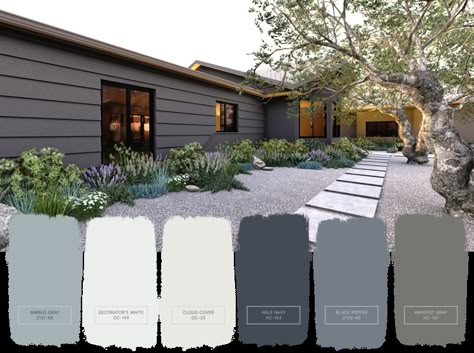 Outdoor Paint Colors, Grey Exterior House Colors, Exterior Paint Colours, Exterior Gray Paint, Gray House Exterior, Exterior Color Palette, Best Exterior Paint, Paint House, Ranch House Exterior