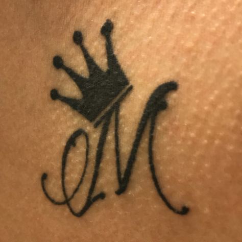 M Name Tattoo Designs, M With Crown Tattoo, Crown Tattoo With Initial, Letter M Tattoo Designs, Initial With Crown Tattoo, M Name Tattoo, Initial M Tattoo, M Tattoo Letter Initial, Cursive M Tattoo