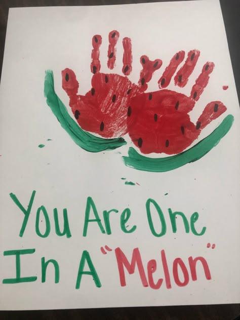 One In A Melon Craft, Watermelon Art For Toddlers, Farmers Market Preschool Crafts, Watermelon Activities For Kindergarten, Fruit And Veggie Crafts For Preschoolers, Watermelon Activity For Kids, Watermelon Activities For Preschool, Fruit Crafts For Toddlers, Fruit Crafts For Preschool