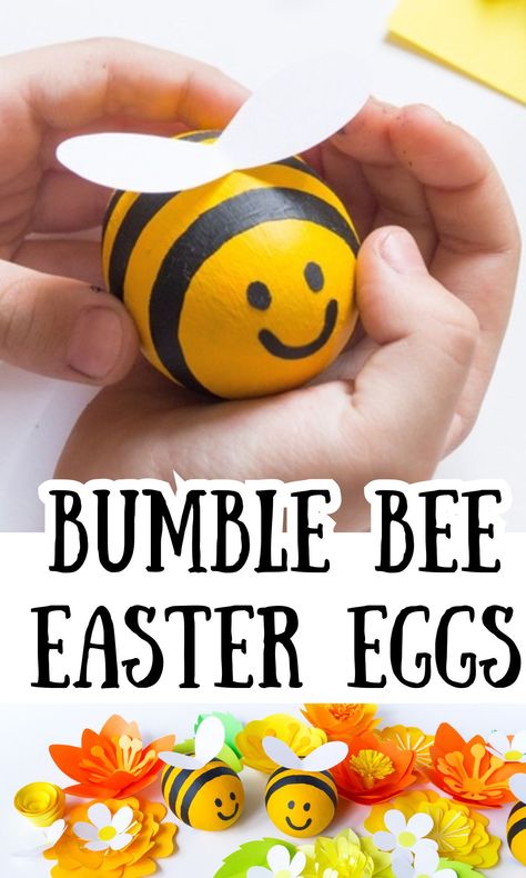 Cute DIY Bumble Bee Easter Eggs Craft - In The Playroom Egg Shell Crafts, Diy Bumble Bee, Eggs Craft, Bee Business, Decorating Eggs, Vbs 2025, Foster Kids, Insect Crafts, Egg Shell Art