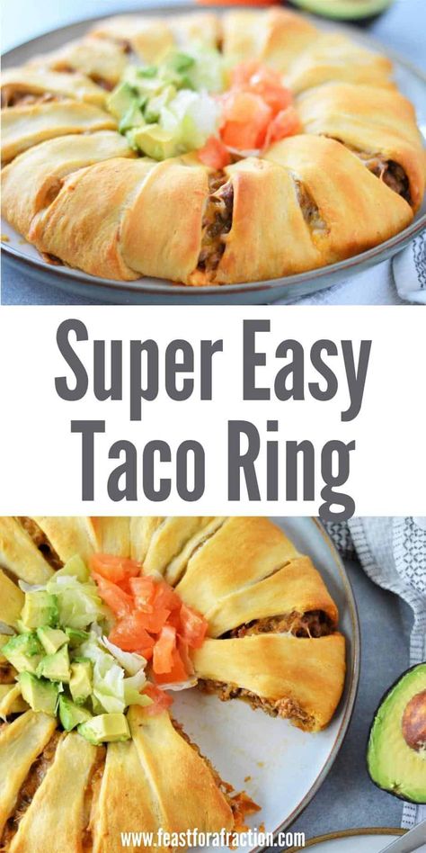 Easy Taco Ring, Braided Taco Bake Crescent Rolls, Taco Round Bake, Beef Taco Ring Crescent Rolls, Taco Ring With Crescent Rolls Pampered, Cresent Taco Roll, Tacos With Crescent Rolls, Taco Wheel Recipe, Taco Cresent Rings