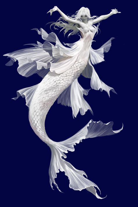 ArtStation - white mermaid, bo kyoung kim Siren Oc, Mermaid Oc, Mermaid Pose, Siren Mermaid, Mermaid Siren, Mermaid Drawings, White Mermaid, Mermaid Core, Mermaid Stuff