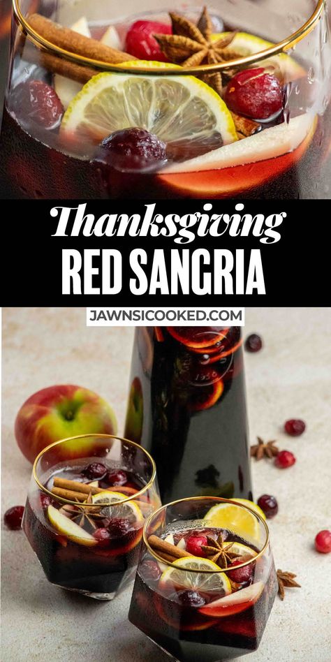 Fall Sangria Recipes Bourbon, Fall Spiced Sangria, Fall Sangria With Bourbon, Classic Red Sangria, Big Batch Fall Sangria, Red Fall Sangria, Kirkland Sangria Recipes, Cranberry Sangria Thanksgiving, Sangria Thanksgiving Recipes