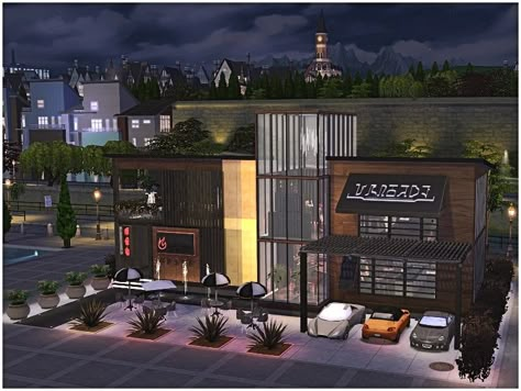 Sims 4 Restaurant Download, Sims 4 Cc Restaurant Lot, Ts4 Restaurant, Bloxburg Restaurant Ideas, Sims 4 Stores, Sims 4 Bar, Bloxburg Restaurant, Restaurant Tycoon 2, Bloxburg Cafe