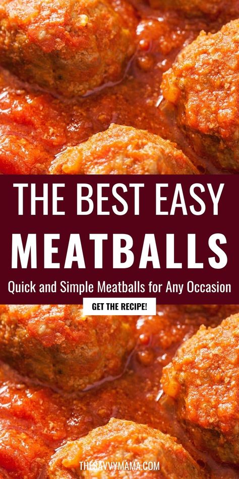 Try the best easy meatballs that are perfect for any dinner! This quick and simple recipe is ideal for those busy nights when you need a delicious meal in a hurry. These easy meatball recipes are perfect for spaghetti and are sure to be a hit with the whole family. With minimal ingredients and effort, you can enjoy homemade meatballs that are juicy, flavorful, and satisfying. Make dinner stress-free with these easy meatballs today Easy Meatball Recipes, Simple Meatballs, Quick Meatballs, Best Meatball Recipe, Easy Italian Meatballs, Spaghetti Meatball Recipes, Easy Meatballs, Homemade Meatballs Recipe, Easy Meatball