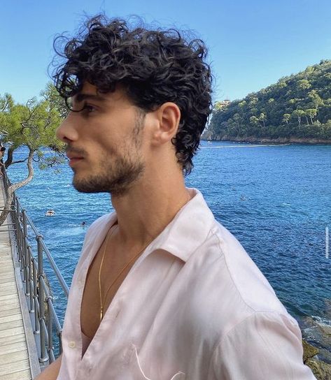 Man in white button down shirt with curly hair near the ocean and moutains! #curlyhair #curlyhairmen #menwithcurls #menwithcurlyhair #curlyhairguys #curlyhairforguys #curlyhaircutmens Haircuts Thick Curly Hair, Spanish Hairstyles, Medium Curly Haircuts, Fade Haircut Curly Hair, Long Curly Hair Men, Mens Hairstyles Curly, Men's Curly Hairstyles, Male Haircuts Curly, Men Haircut Curly Hair