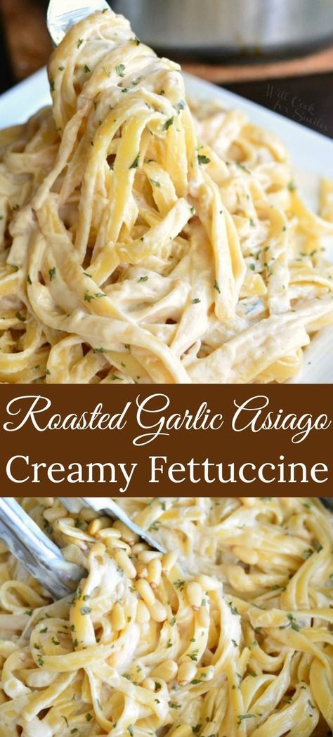 Parsley Pasta, Pasta Fettuccine, Pasta And Sauce, Creamy Pasta Recipes, Pasta Italiana, Fettuccine Pasta, Asiago Cheese, Pasta Dinners, Pasta Dinner Recipes