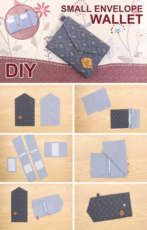 Simple Wallet Pattern, Wallet Diy Pattern, How To Sew A Wallet, Diy Small Envelope, How To Make A Wallet, Small Wallet Pattern, Diy Bags No Sew, Envelope Pouch, Nifty Crafts