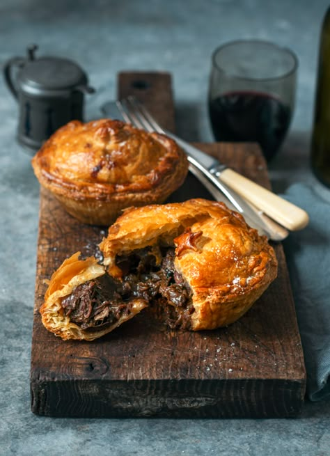 Beef Cheek, Pancetta and Mushroom Pies » Dish Magazine Beef Pies, Mushroom Pie, Savoury Pies, Pie Maker, Beef Cheeks, Savory Pastry, Meat Pies, Savory Pies, Pub Food