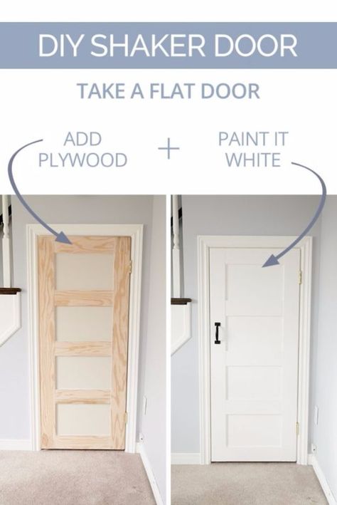 DIY Home Improvement On A Budget - DIY Shaker Door - Easy and Cheap Do It Yourself Tutorials for Updating and Renovating Your House - Home Decor Tips and Tricks, Remodeling and Decorating Hacks - DIY Projects and Crafts by DIY JOY http://diyjoy.com/diy-home-improvement-ideas-budget Diy Shaker Door, Door Makeover Diy, Diy Home Improvements On A Budget, Architecture Renovation, Home Updates, Diy Makeover, Door Makeover, Kitchen Decorating, Updating House