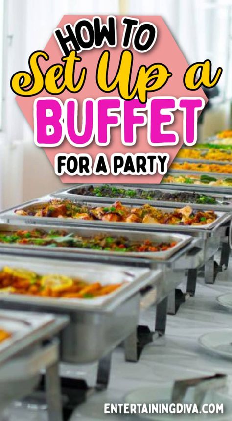 How To Set Up A Buffet | Parties Counter Top Buffet Set Up, Buffet Layout Ideas, Salad Dressing Containers For Buffet, Kitchen Counter Buffet Setup, Salad Buffet Display, Buffet Server Decor Ideas, Food Warmers Buffet Party Ideas, How To Set Up A Buffet Table, Buffet Organization