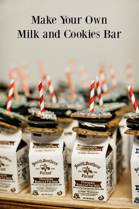 How To Serve Milk At A Party, Cookies And Milk Bar Display, Milk And Cookies Christmas Party, Cookie Bar Birthday Party, Milk And Cookie Station, Cookies And Milk Party Favors, Wedding Milk And Cookies, Cookies And Milk Wedding Bar, Milk And Cookie 1st Birthday