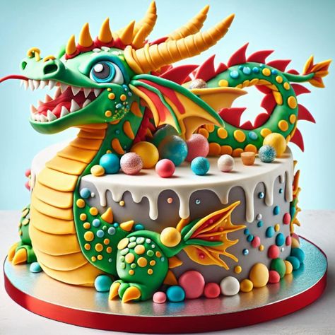 „Adding a touch of magic to your feed! 🐉🍰 Feast your eyes on this adorable dragon cake, adorned with beautiful colors and decorations. Who could resist diving into this delicious fantasy world? 🌈✨ #DragonCake #MagicintheKitchen #CakeArt“ Cute Dragon Cake, Dragon Cakes For Kids, Dragon Cake Ideas, Cheesecake Cake Pops, Dragon Birthday Cakes, Dragon Cakes, 6th Birthday Cakes, Cake Pop Decorating, Dragon Cake