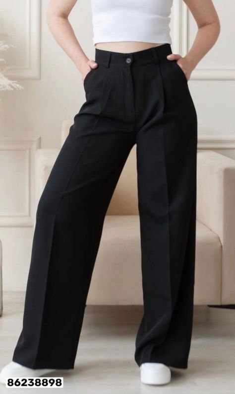 Black Dress For Work, Pretty Pants, Indian Dress Up, Wide Leg Pants Outfit, Modesty Outfits, Casual Outfit Inspiration, Quick Outfits, Easy Trendy Outfits, Jeans For Short Women