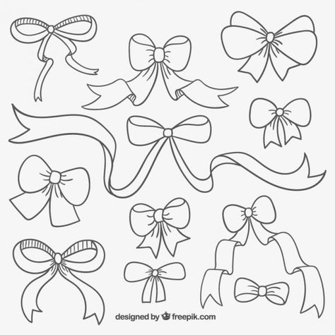 Cute hand drawn ribbons  Free Vector How To Draw Ribbon, Bow Drawing, Furniture Stencils, Bow Tattoo, Journal Doodles, Doodle Drawings, 그림 그리기, Ribbon Bows, Cool Drawings